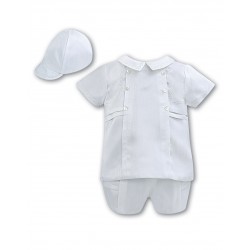 Sarah Louise boys white shorts set 002225