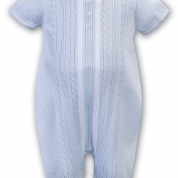 AW26 Sarah Louise boys pale blue/white knitted all in one 008116
