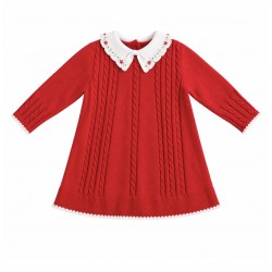 Sarah Louise girls red knitted dress 008262