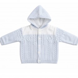 AW26 Sarah Louise boys pale blue/white knitted cardigan 008273