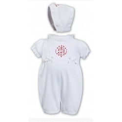 Sarah Louise white knitted romper with red embroidered detail c2000