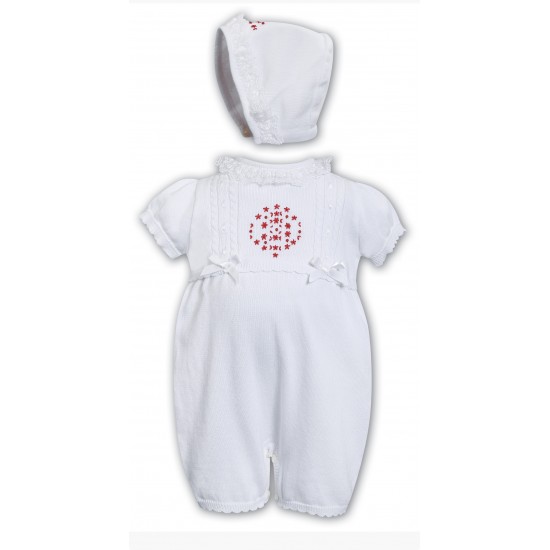 Sarah Louise white knitted romper with red embroidered detail c2000 Sarah Louise white knitted romper with red embroidered detail c2000