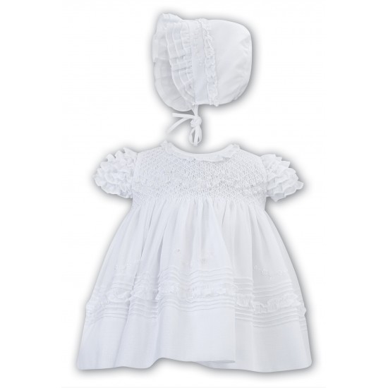 AW26 Sarah Louise white smock dress and bonnet AW26 Sarah Louise white smock dress and bonnet