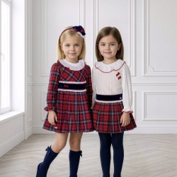 Miranda AW26 -Red Checked Girls Dress - 0230V Miranda AW26 -Red Checked Girls Dress - 0230V