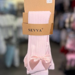 Girls Pink  Satin Bow Tights 