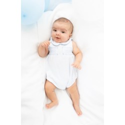 Blues Baby SS24 Blue Romper with Smocking BB1145
