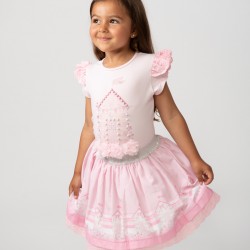 Caramelo Kids SS24 Girls Pink Beach Hut Skirt Set 0122124