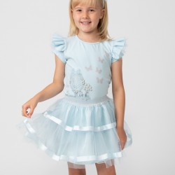 Caramelo Kids SS24 Girls Blue Pearl Vanity Skirt Set 0122128