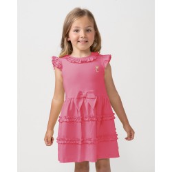 Caramelo Kids SS24 Girls Hot Pink Frill Dress with Bow 342133