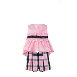 Miranda SS24 Girls Pink Checked Shorts Set 620-2