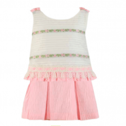 Miranda SS24 Girls Pink Floral Detail Skirt Set 235-2