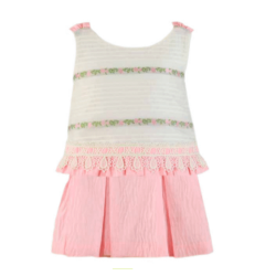 Miranda SS24 Girls Pink Floral Detail Skirt Set 235-2