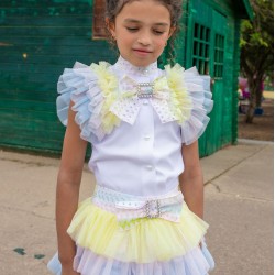 Naxos SS24 Girls Pastel Rainbow Tutu Skirt Set 7358 & 7346
