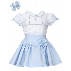 Pretty Originals SS24 Girls Blue Bow Skirt Set MC01386E