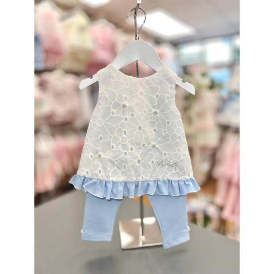 Bimbalò SS25 Blue/White Top and Leggings 7641