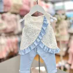 Bimbalò SS25 Blue/White Top and Leggings 7641