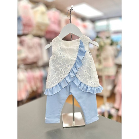 Bimbalò SS25 Blue/White Top and Leggings 7641