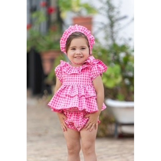 Babine SS25 Girls Pink check top and Knickers Set 2522016 Babine SS25 Girls Pink check top and Knickers Set 2522016