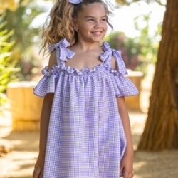 Babine SS25 Girls lilac & white checked dress 2522821 Babine SS25 Girls lilac & white checked dress 2522821
