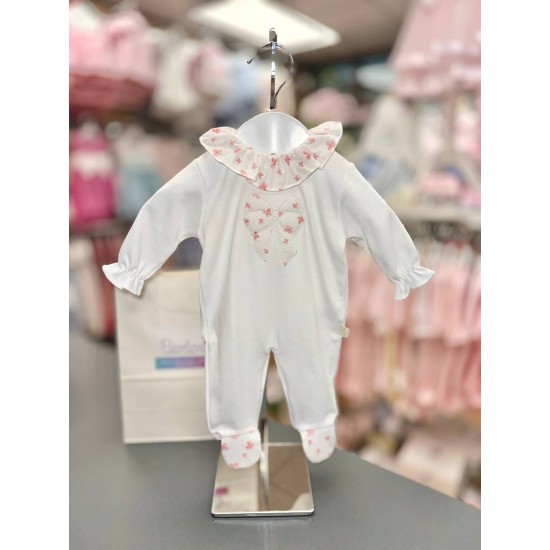 Baby Gi White Floral Babygrow with Bow PE50G