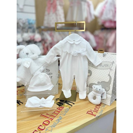 Baby Gi White Babygrow with Bow 