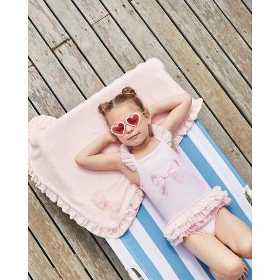 Caramelo Kids SS25 Girls Pink Tulle Frill Glitter Bow Swimsuit UPF50 349403 Caramelo Kids SS25 Girls Pink Tulle Frill Glitter Bow Swimsuit UPF50 349403
