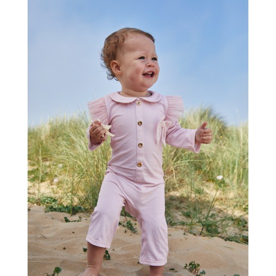 Caramelo Kids SS25 Girls Pink Swimsuit with Tulle Bow UPF50 349404 Caramelo Kids SS25 Girls Pink Swimsuit with Tulle Bow UPF50 349404