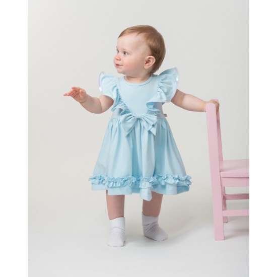 Caramelo Kids SS25 Girls Sky Blue Ruffle Dress 342179 Caramelo Kids SS25 Girls Sky Blue Ruffle Dress 342179