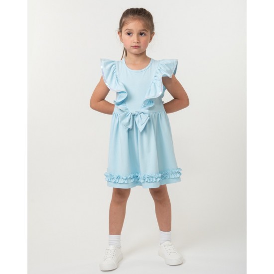 Caramelo Kids SS25 Girls Sky Blue Ruffle Dress 342178 Caramelo Kids SS25 Girls Sky Blue Ruffle Dress 342178
