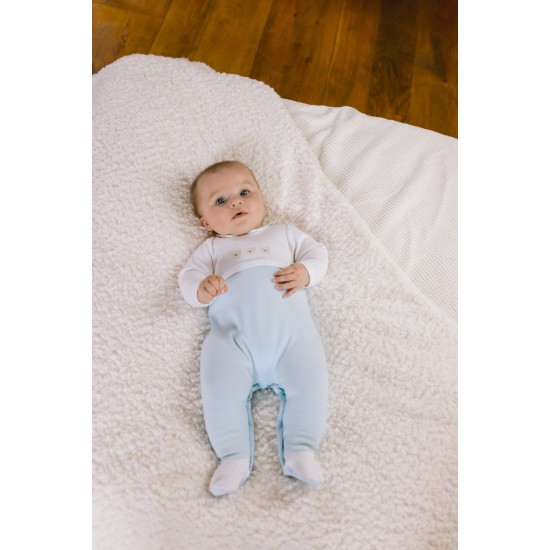 Emile et Rose SS25 Pale Blue All in One with Teddy head emb and Hat 2602PB