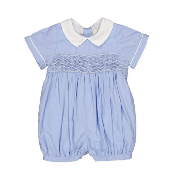 Kidiwi SS25 Boys Sky Blue Smocked Romper 34182 Kidiwi SS25 Boys Sky Blue Smocked Romper 34182