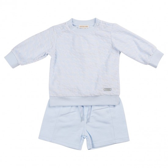 Mintini SS25 Boys Blue Sweatshirt and Short set MB6303 Mintini SS25 Boys Blue Sweatshirt and Short set MB6303