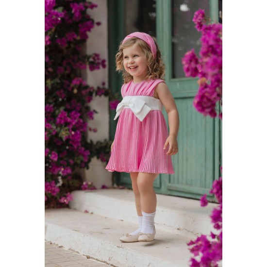 Miranda SS25 Girls Pink Pleated Dress 237-V