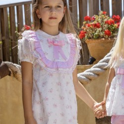 Rochy SS25 - Girls White and Pink Summer DRESS 25378