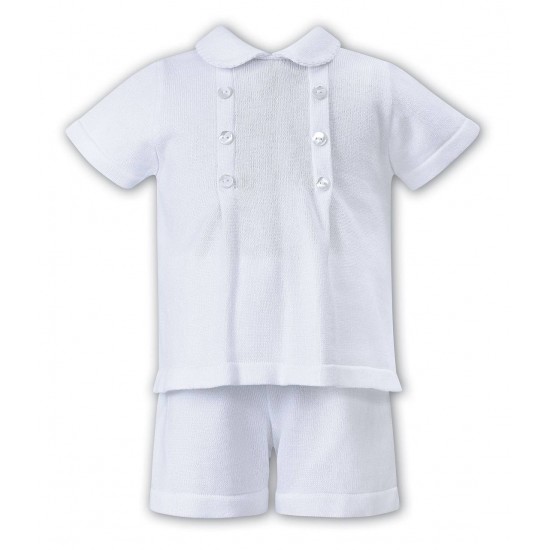 Sarah Louise SS25 Boys White 2 piece set C2501