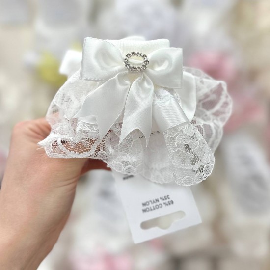 2. White Bow, Diamante and Lace Harvey Ankle Socks 2. White Bow, Diamante and Lace Harvey Ankle Socks