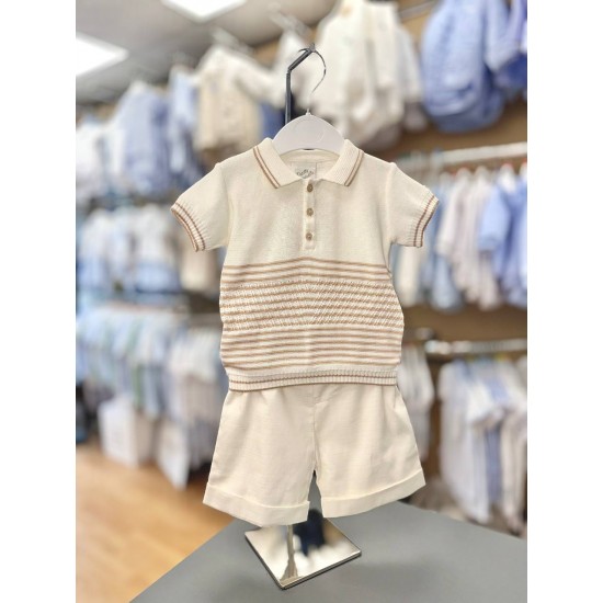 Pretty Originals SS25 Boys Cream/wheat Short Set JPX4186E