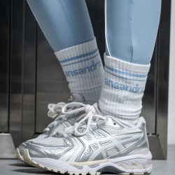 Ansandro Powder Blue Half Crew Socks