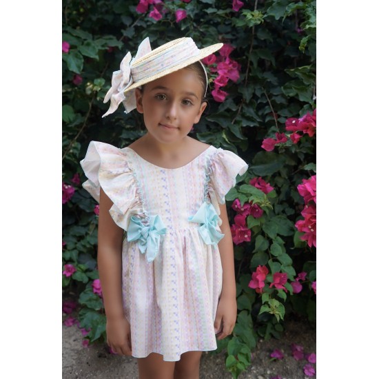 Babine straw sunhat with bow pattern ribbon