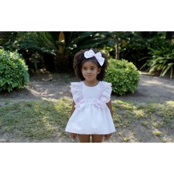 Babine white dress with pink trim
