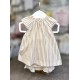 Babydif Girls White and Beige Striped Dress and Bloomers Set 866199