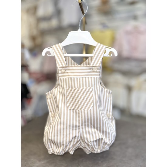 Babydif Boys Beige and White Striped Dungaree 866192 Babydif Boys Beige and White Striped Dungaree 866192