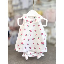 Babydif Girls White cotton Dress and Bloomers Set 866079 Babydif Girls White cotton Dress and Bloomers Set 866079