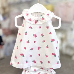 Babydif Girls White cotton Dress and Bloomers Set 866079