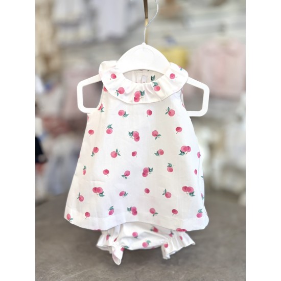 Babydif Girls White cotton Dress and Bloomers Set 866079 Babydif Girls White cotton Dress and Bloomers Set 866079