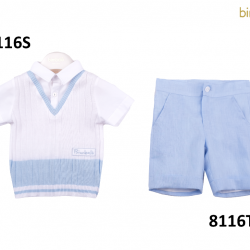 Bimbalò  SS26 - 8121 Blue and White Polo and Shorts