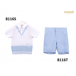 Bimbalò  SS26 - 8121 Blue and White Polo and Shorts