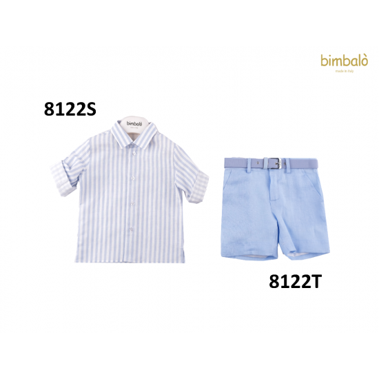 Bimbalò  SS26 - 8122 Stripped Shirt and Blue Belted Short
