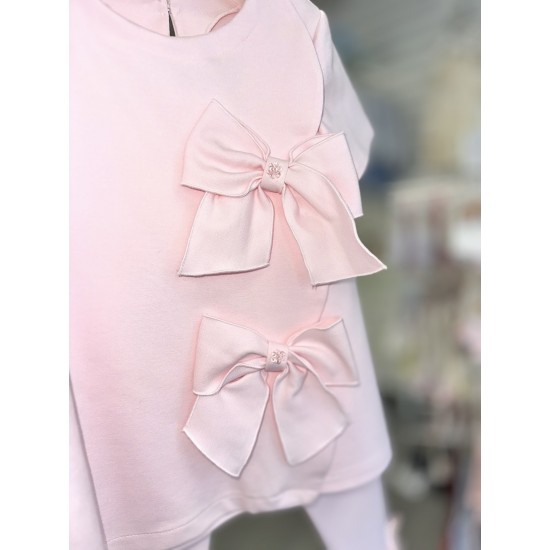 Bimbalò SS26 Girls Pink Leggings Set with bow  8084