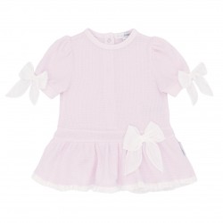 Blues Baby SS26 Girls Pink and White Dress BB3077